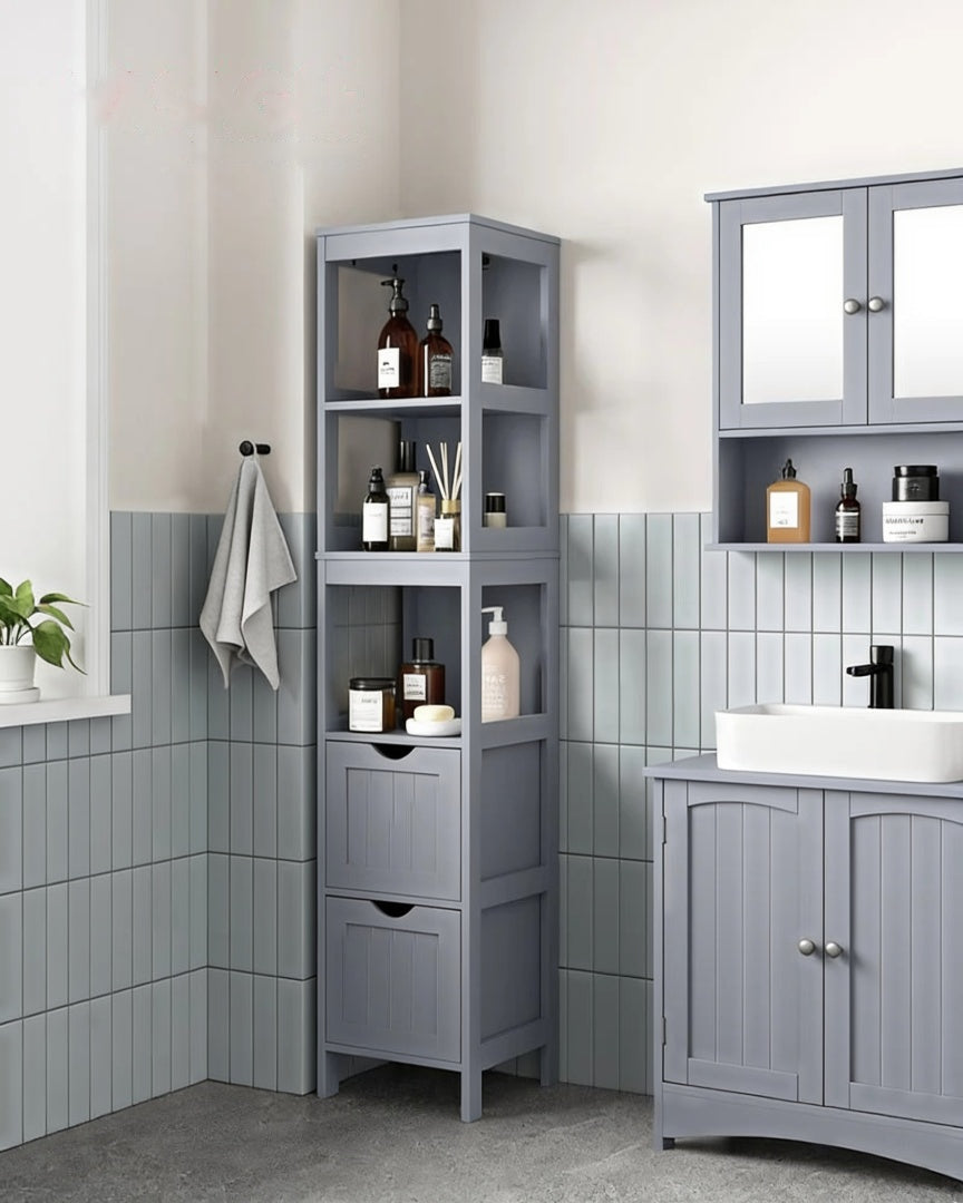 Bathroom Floor Cabinet With 2 Removable Drawers 55.7in High – product view 10 | Amaraloft