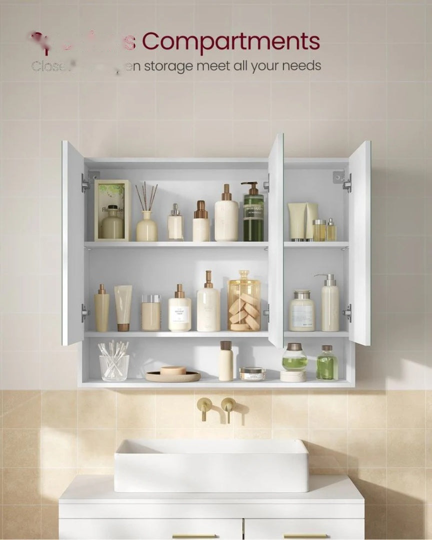 Bathroom Mirror Cabinet With Storage Wall Mounted 35.4in Wide – product view 4 | Amaraloft