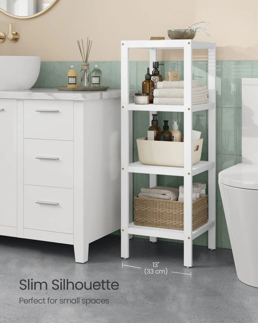 Bathroom Shelf 4-Tier Bamboo Storage Rack 38.6in High – product view 12 | Amaraloft