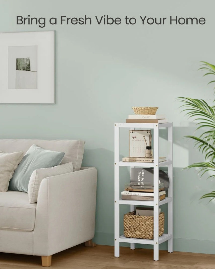 Bathroom Shelf 4-Tier Bamboo Storage Rack 38.6in High – product view 13 | Amaraloft