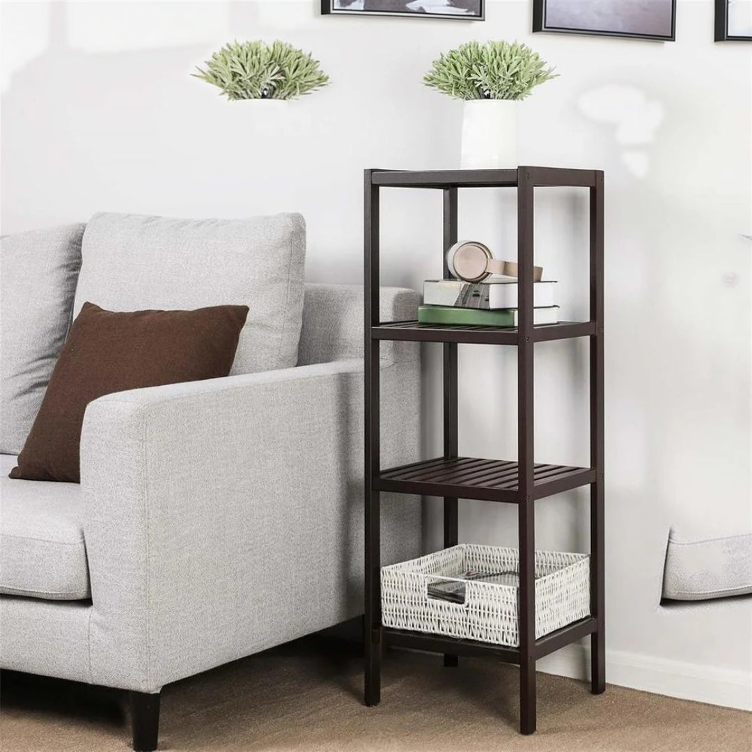 Bathroom Shelf 4-Tier Bamboo Storage Rack 38.6in High – product view 16 | Amaraloft