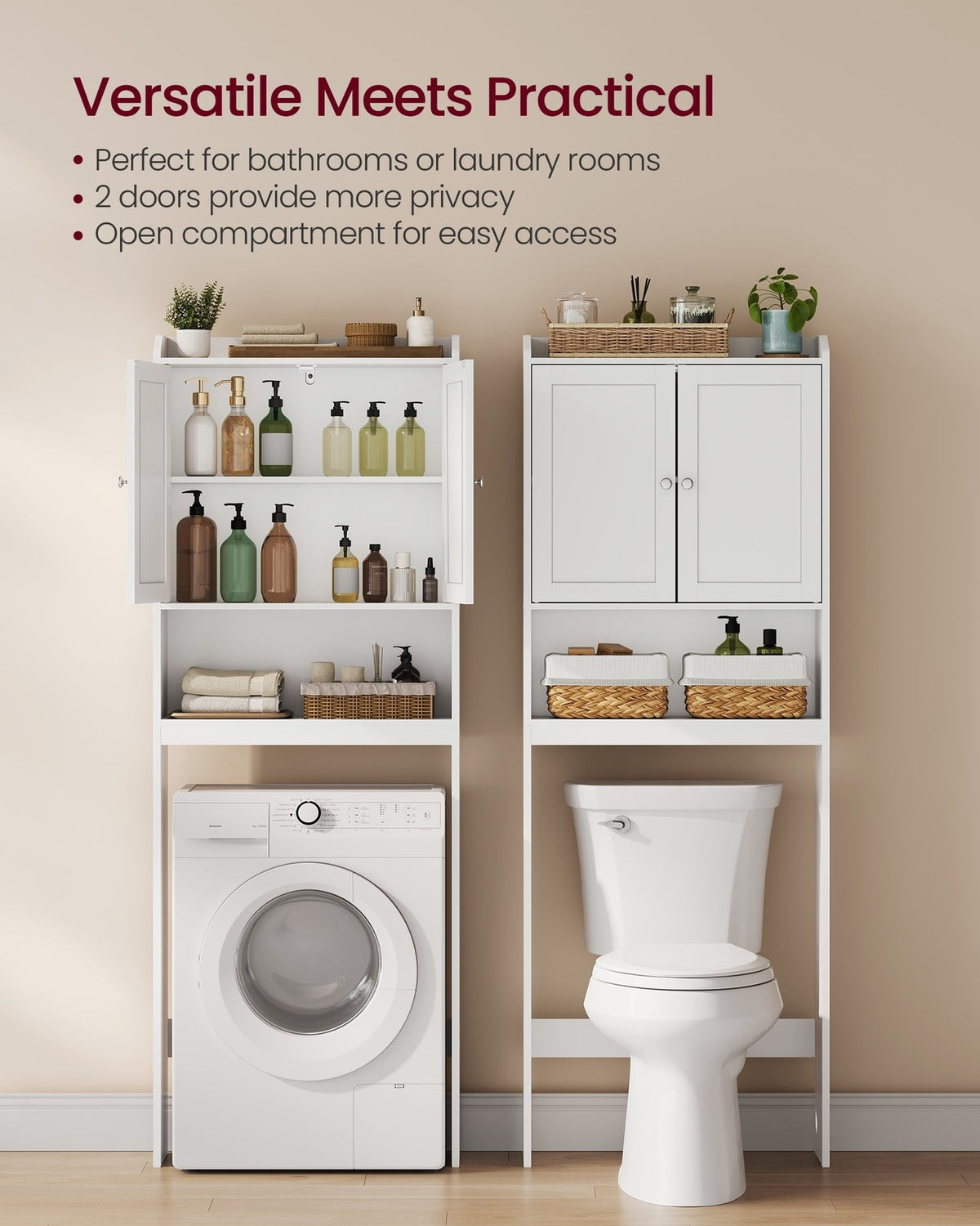Bathroom Storage Shelf With Paper Holder Over Toilet - product photo 03