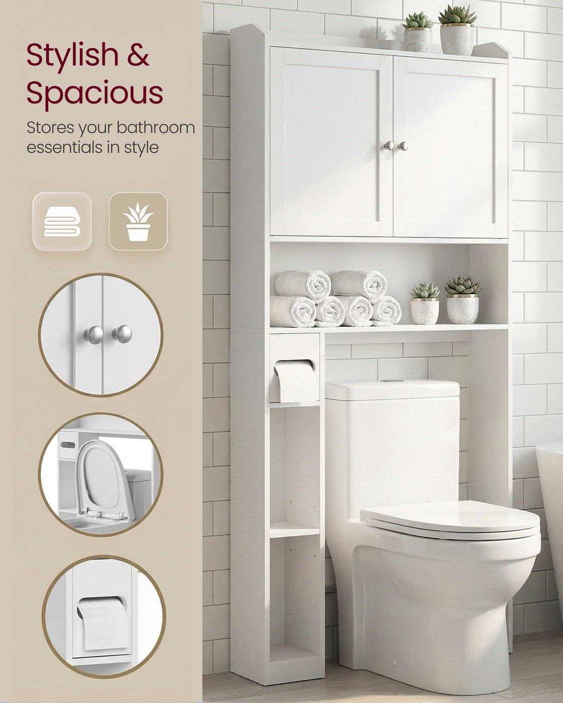 Bathroom Storage Shelf With Paper Holder Over Toilet - product photo 19