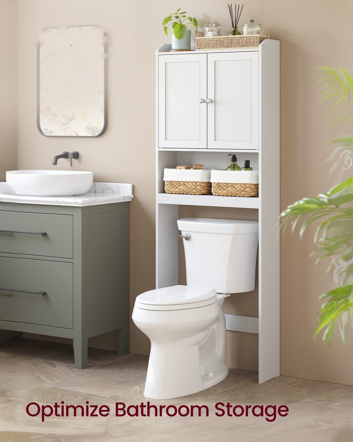 Bathroom Storage Shelf With Paper Holder Over Toilet - product photo 21