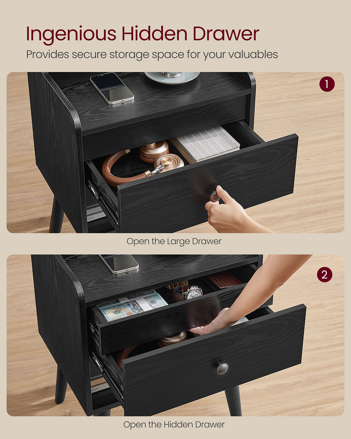 Bedside Tables With Hidden Drawers - product photo 05