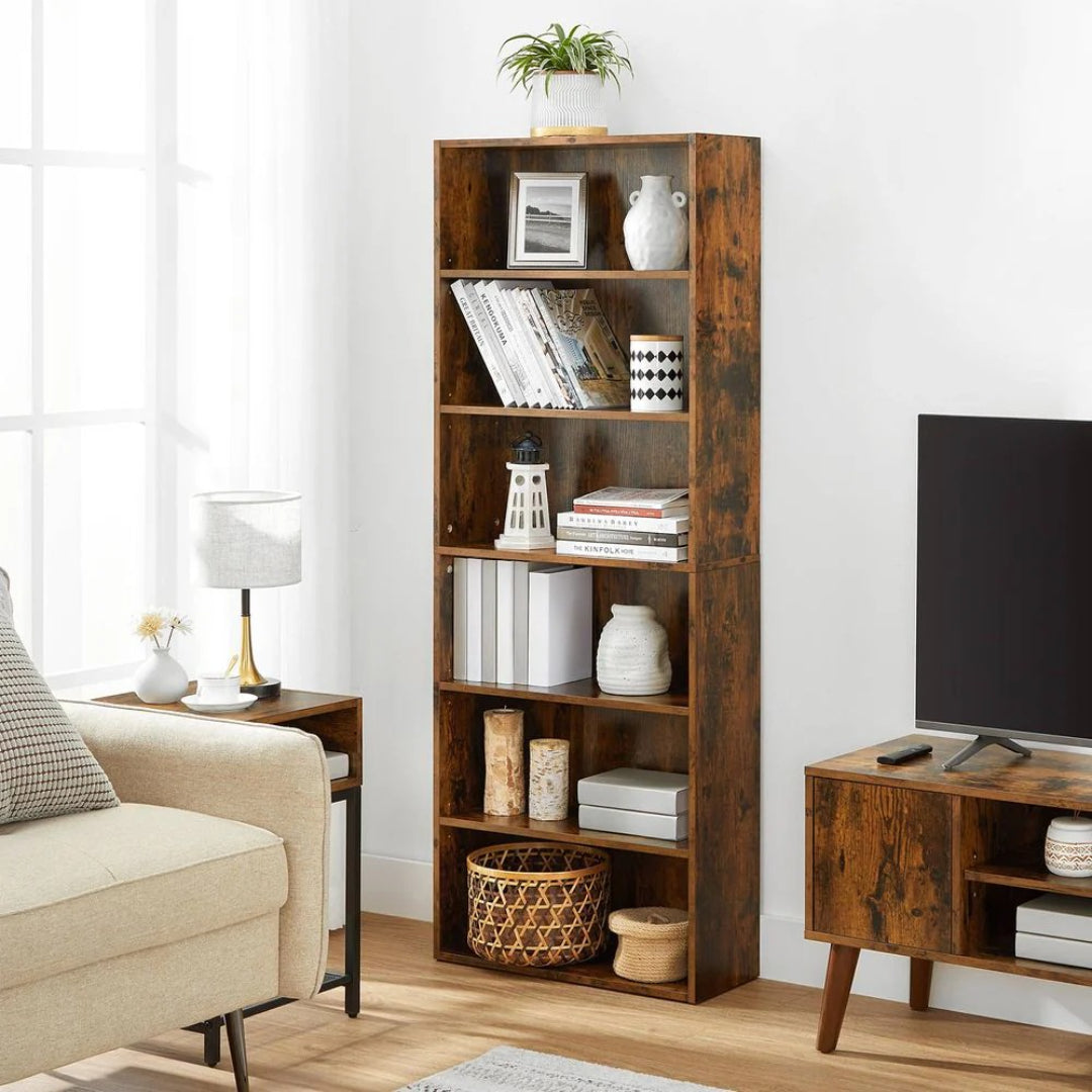 6 Tier Bookcase With Adjustable Shelves – product view 3 | Amaraloft