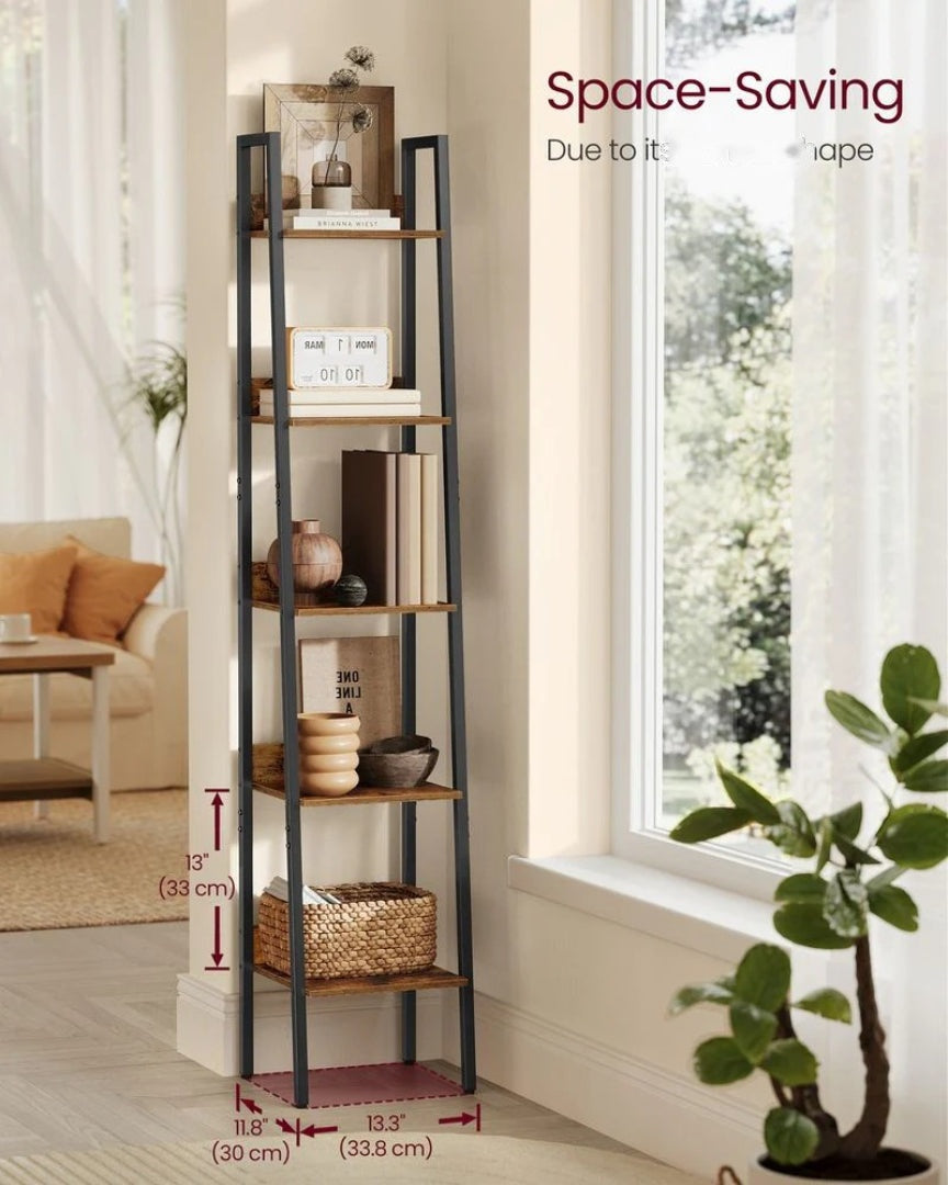 5 Tier Narrow Bookcase – product view 5 | Amaraloft
