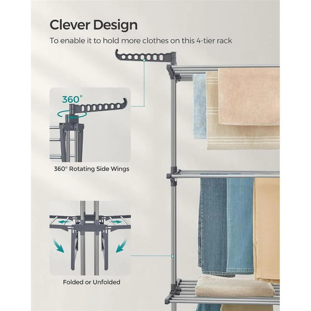 Clothes Drying Rack 4-Tier Foldable Laundry Stand 67.7in High – product view 7 | Amaraloft