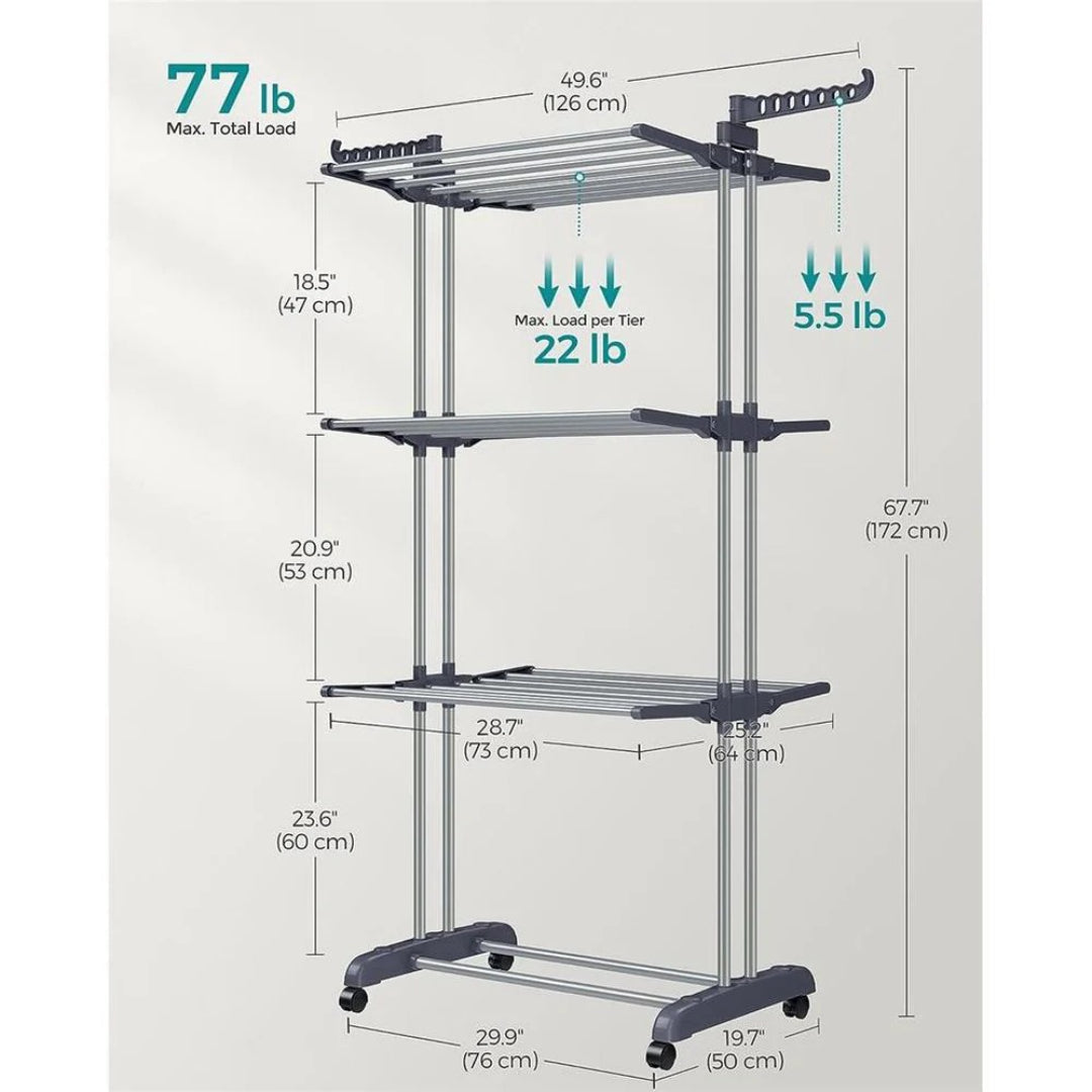 Clothes Drying Rack 4-Tier Foldable Laundry Stand 67.7in High – product view 9 | Amaraloft