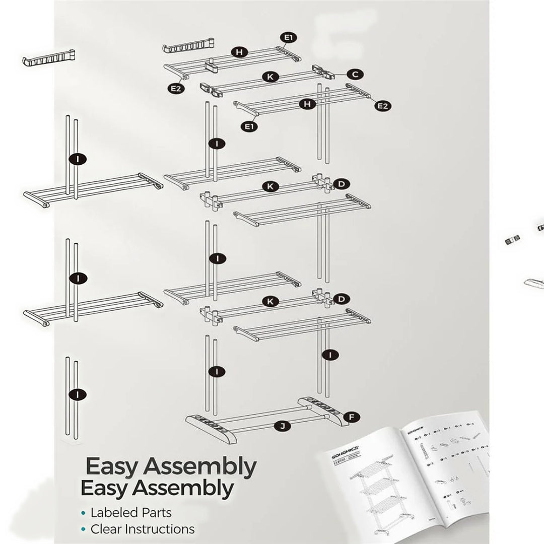 Clothes Drying Rack 4-Tier Foldable Laundry Stand 67.7in High – product view 10 | Amaraloft