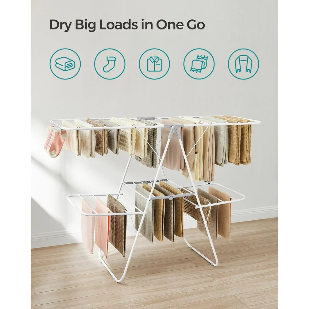 Clothes Drying Rack Foldable 2-Level With Adjustable Wings 67.3in – product view 8 | Amaraloft