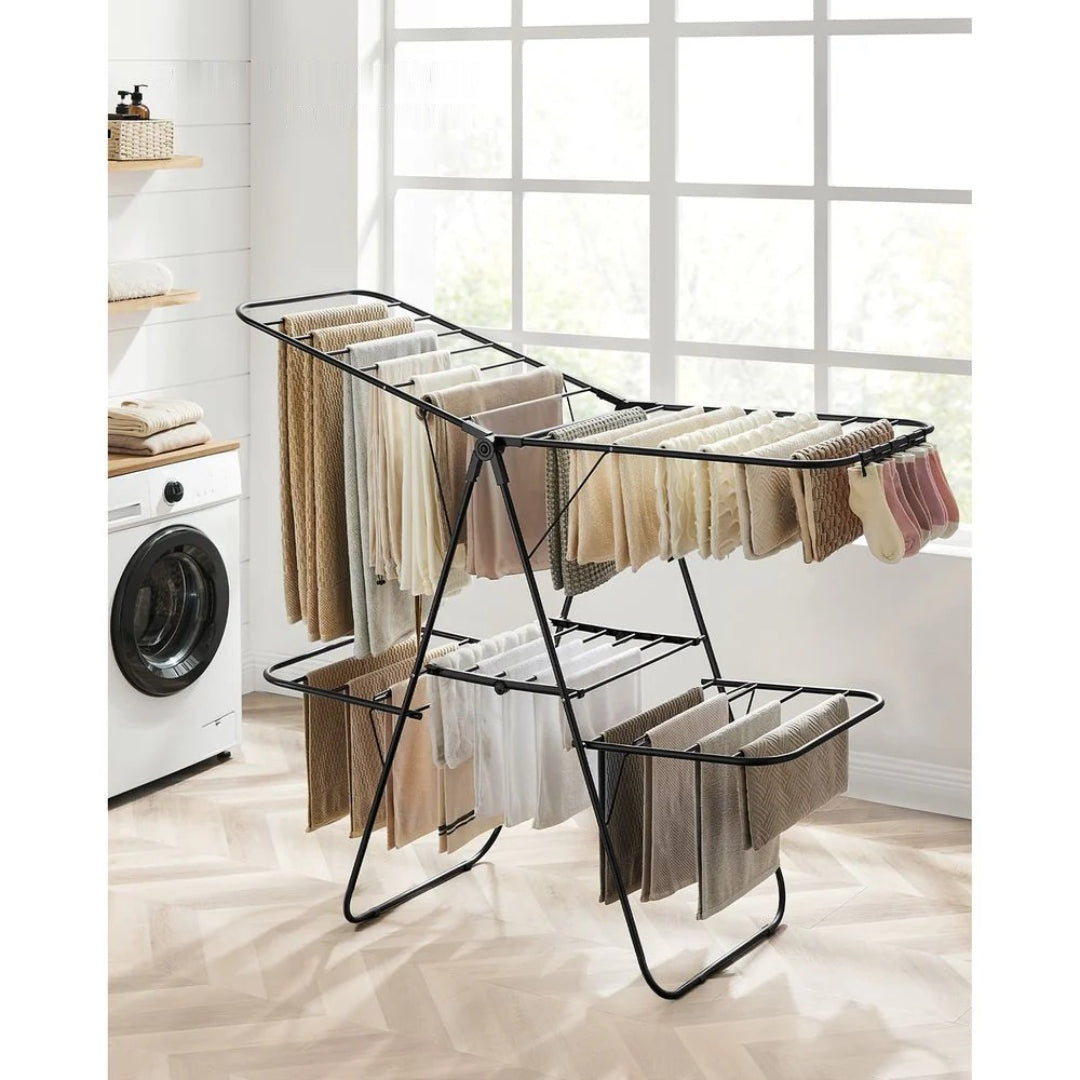 Clothes Drying Rack Foldable 2-Level With Adjustable Wings 67.3in – product view 14 | Amaraloft