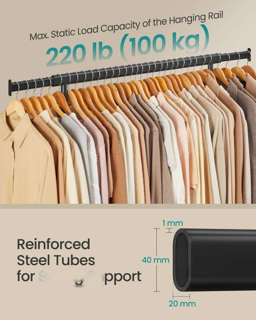 Clothes Rack With Extendable Rail Rolling Garment Rack 36.2-52in – product view 5 | Amaraloft