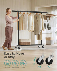 Clothes Rack With Extendable Rail Rolling Garment Rack 36.2-52in – product view 7 | Amaraloft