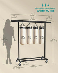 Clothes Rack With Extendable Rail Rolling Garment Rack 36.2-52in – product view 8 | Amaraloft