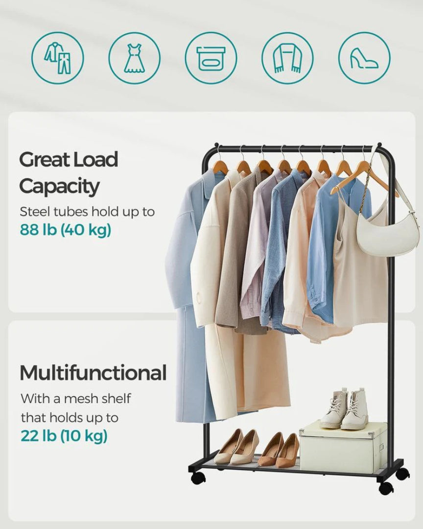 Clothes Rack With Wheels Metal Garment Rack 35.8in Wide – product view 8 | Amaraloft