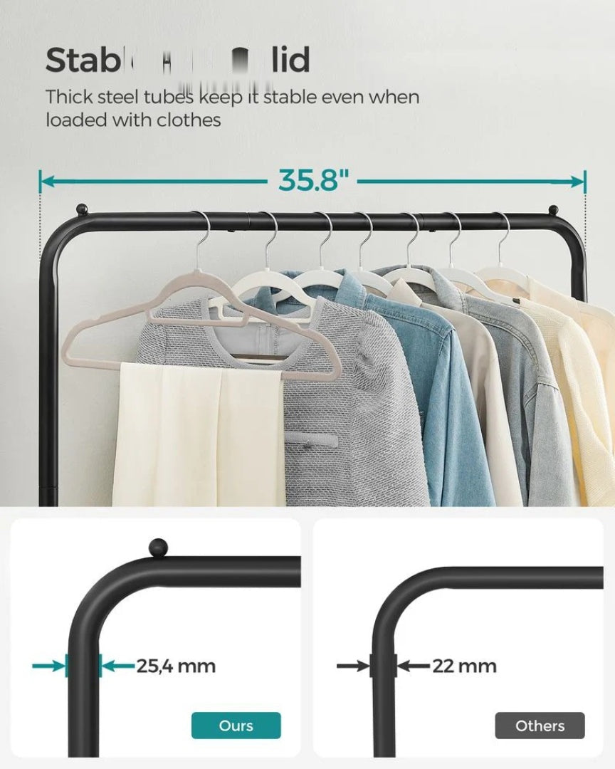 Clothes Rack With Wheels Metal Garment Rack 35.8in Wide – product view 10 | Amaraloft