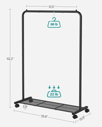 Clothes Rack With Wheels Metal Garment Rack 35.8in Wide – product view 13 | Amaraloft