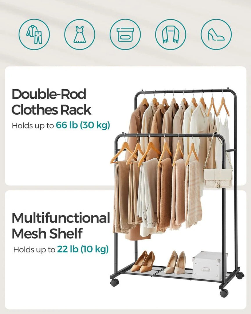 Clothes Rack With Wheels Metal Garment Rack 35.8in Wide – product view 15 | Amaraloft