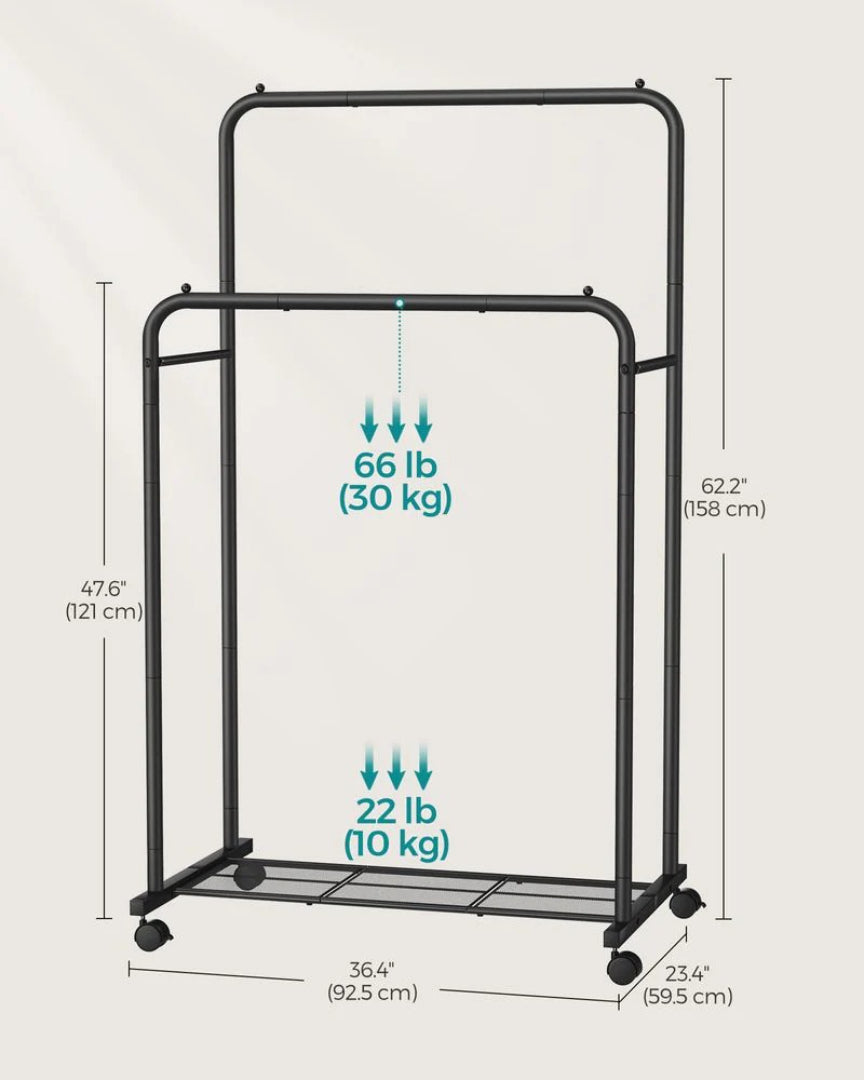 Clothes Rack With Wheels Metal Garment Rack 35.8in Wide – product view 17 | Amaraloft