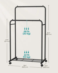 Clothes Rack With Wheels Metal Garment Rack 35.8in Wide – product view 17 | Amaraloft