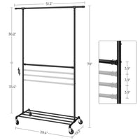 Clothing Rack Double Rod Rolling Garment Rack Heavy Duty – product view 7 | Amaraloft