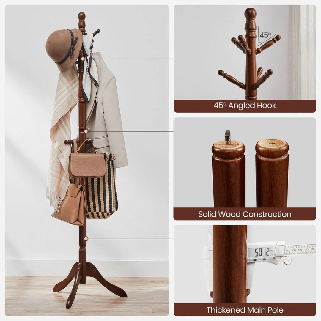 Solid Wood Coat Rack With 10 Hooks – product view 14 | Amaraloft
