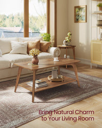 Coffee Table, 2-Tier Living Room Table With Storage, Center Table With Rounded - product photo 05