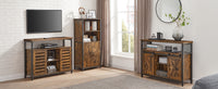 Dining Storage Sideboard With Sliding Doors, Rustic Brown Buffet Cabinet - product photo 28
