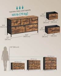 Dresser For Bedroom, Wide Dresser With 5 Fabric Drawers - product photo 10