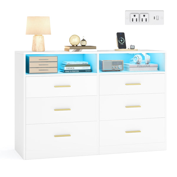 Dresser With LED Lights And Power Strip - product photo 01