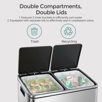 Dual Compartment Kitchen Trash Can With Airtight Hinged Lids - product photo 09