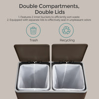 Dual Compartment Kitchen Trash Can With Airtight Hinged Lids - product photo 14