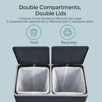 Dual Compartment Kitchen Trash Can With Airtight Hinged Lids - product photo 40