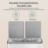 Dual Compartment Kitchen Trash Can With Airtight Hinged Lids - product photo 48