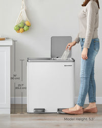 Dual Compartment Kitchen Trash Can With Airtight Hinged Lids - product photo 52