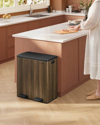 Dual Compartment Kitchen Trash Can With Airtight Hinged Lids - ULTB35B060N02V1