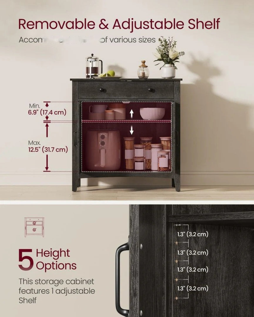 Farmhouse Buffet Cabinet with Drawer and Adjustable Shelf Storage – product view 12 | Amaraloft
