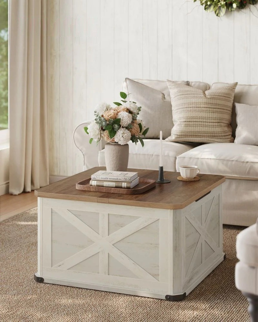 Farmhouse Coffee Table with Hidden Storage and Flip Top Lids – product view 3 | Amaraloft