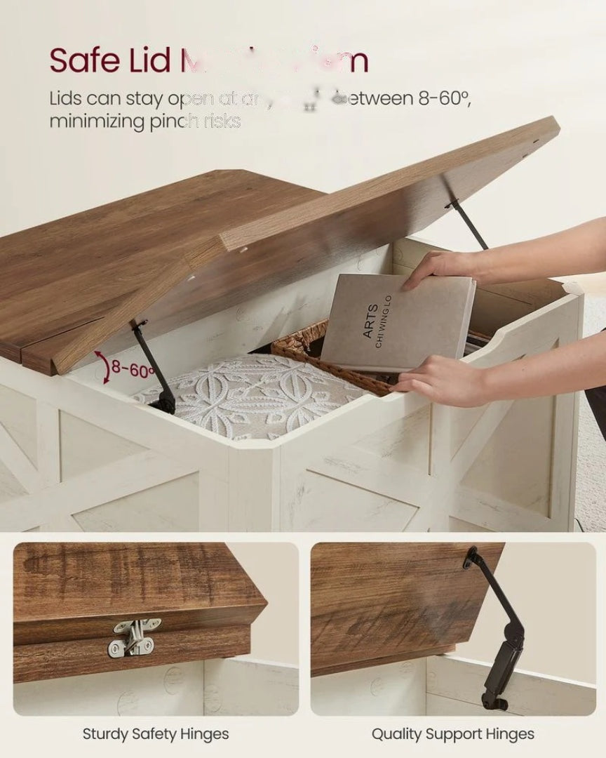 Farmhouse Coffee Table with Hidden Storage and Flip Top Lids – product view 6 | Amaraloft