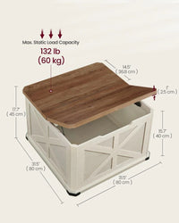 Farmhouse Coffee Table with Hidden Storage and Flip Top Lids – product view 8 | Amaraloft