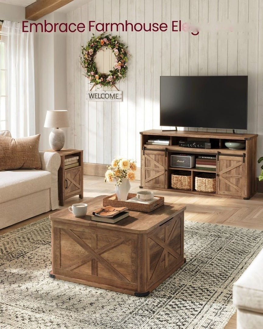 Farmhouse Coffee Table with Hidden Storage and Flip Top Lids – product view 10 | Amaraloft