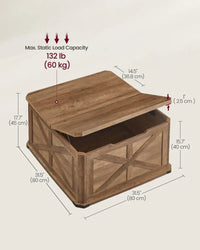 Farmhouse Coffee Table with Hidden Storage and Flip Top Lids – product view 14 | Amaraloft