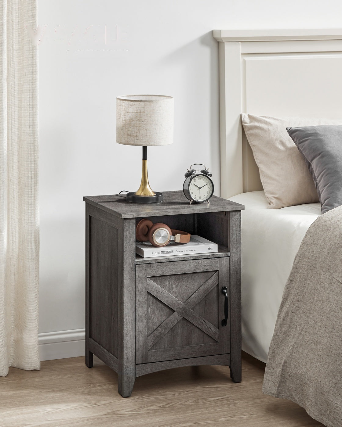 Farmhouse Nightstand With Barn Door - product photo 08