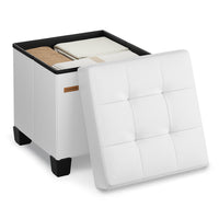 Faux Leather Cube Storage Ottoman With Legs - product photo 01