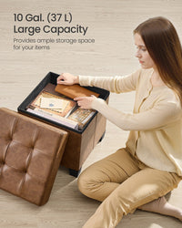 Faux Leather Cube Storage Ottoman With Legs - product photo 12