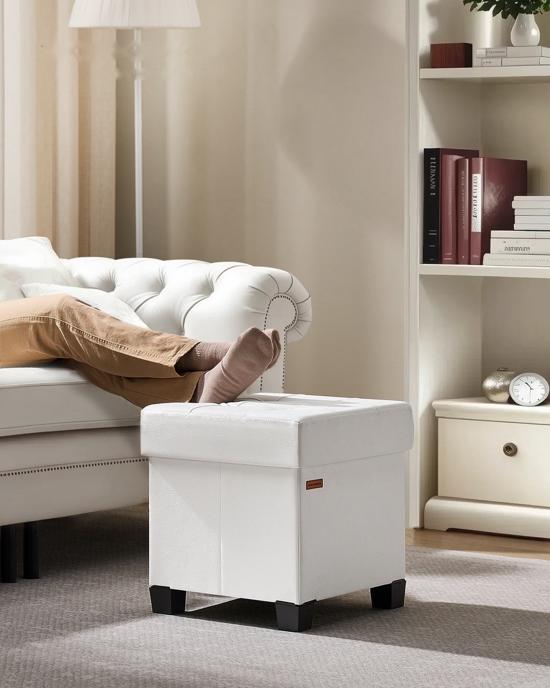 Faux Leather Cube Storage Ottoman With Legs - product photo 14