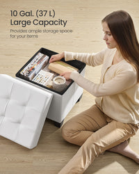 Faux Leather Cube Storage Ottoman With Legs - product photo 18