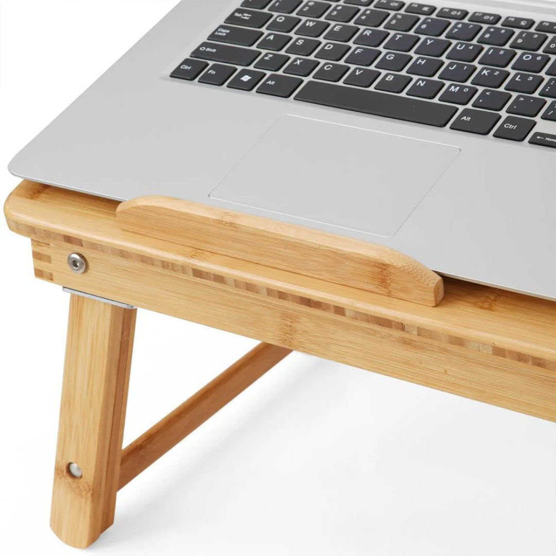 Bamboo Laptop Bed Desk With Tilting Top & Adjustable Height – product view 6 | Amaraloft
