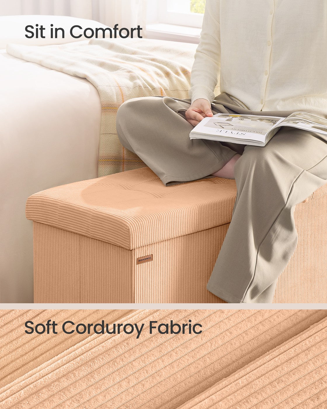 Foldable Storage Ottoman Bench With Foot Rest - product photo 22